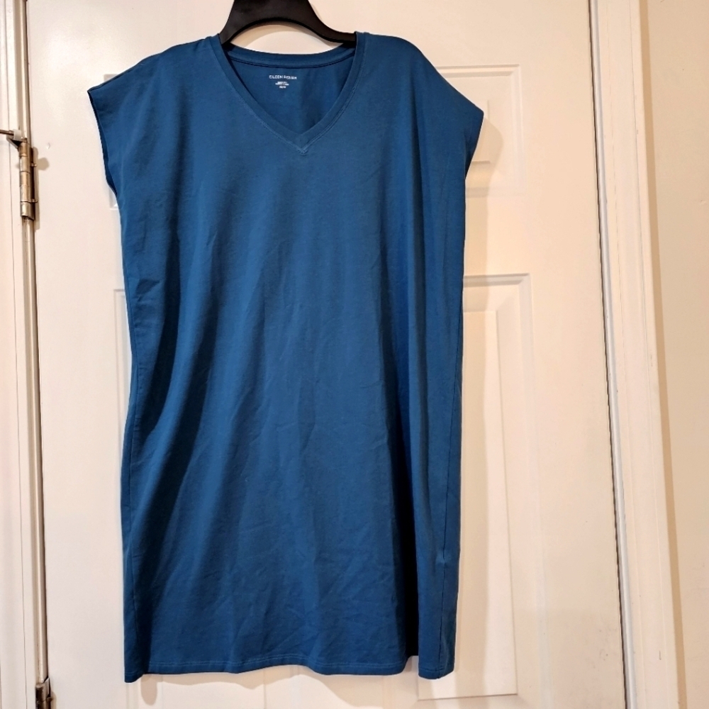 Eileen Fisher Organic Cotton stretch v neck dress size XS